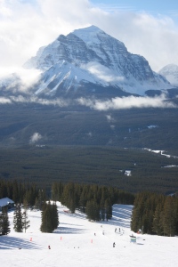 Mount Temple (11627', 3544 m) seen from Lake Louise 
